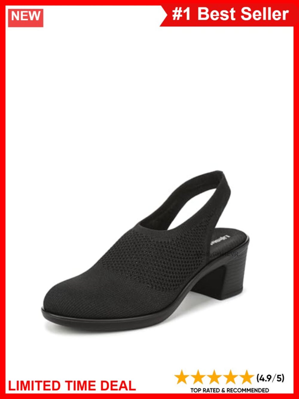 Women's Slingback Block Heel Pumps Round Toe Machine Washable Knit